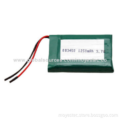 3.7V/1,250mAh Lithium Polymer Battery for Radio-controlled Helicopter, Measures 8 x 34 x 50mm